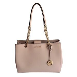 Michael Kors Susannah Large Saffiano Leather Shoulder Bag Powder Blush Pink